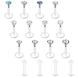 vcmart 12-16stk Lippenpiercing Labret Stecker Bioflex Flexibeler Kunststoff 16G 6/8/10mm Piercing Lippe Monroe Steck