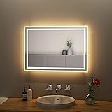 S'AFIELINA LED Badspiegel 50 × 70 cm Wandspiegel Spiegel mit Beleuchtung 3000K Warmweiß Lichtspiegel IP44 Energiesp