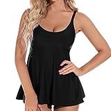 Yuson Girl Tankini-Set für Damen, mit Neckholderrock, Badeanzüge mit Shorts, niedriger Taille, für den Strand, zum Schwimmen und Baden. Gr. L, Schw