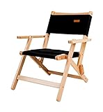ZLSP Klappstühle im Freien Strand Stuhl Leicht Massivholz Folding Director Chair Freizeit Tragbare Leinwand Garten Camping-Stuhl-bis zu 120 Kg Campingstühle (Color : Schwarz)