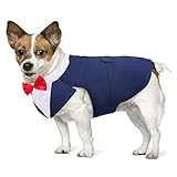 Dog Hochzeit Anzug, Smoking-Kostüme Formelle Party-Outfits Shirt Hund Kleidung Tuxedo Hundefliege Hochzeit mit Abnehmbarem Schleife Bandana für Kleine Mittelgroße Hunde(M, Schwarz)