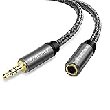 VICTECK Verlängerung, 5m Nylon 3.5mm Stereo Klinken Audio Verlängerungskabel für AUX Eingänge Buchse Vergoldete Kontakte Kompatibel mit iPhone oder Smartphones,Kopfhörer,Media-Player (Schwarz)