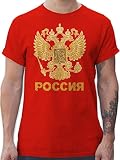 Länder Fahnen und Flaggen - Russland Wappen hell - XXL - Rot - t-Shirt Herren Russland - L190 - Tshirt Herren und Männer T-S