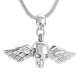 QFV Feuerbestattung Schmuck - Totenkopf Asche Andenken Edelstahl Feuerbestattung Urne Halskette Memorial Schmuck für Asche   Silb