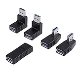 Mogzank 5 In 1 USB 3.0 A Stecker/Buchse 90 Grad + Gerade Winkeladapter Stecker Winkel Erweiterung Extender S