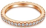 Epinki 925 Sterling Silber Ringe, Ringe Eheringe Rund mit Zirkonia, Fein Frauen Schmuck, Schmuck Geburtstag Geschenke für Frauen/, Rose Gold, Gr.52 (16.6)