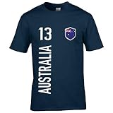 FanShirts4u Herren Fan-Shirt Jersey Trikot - AUSTRALIEN/Australia - T-Shirt inkl. Druck Wunschname & Nummer WM (L, Australia/dunkelblau)