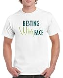 Comedy Shirts - Resting Witch face - Herren T-Shirt - Weiss/Türkis-Hellgrün Gr. L