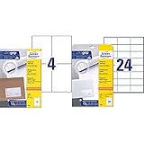 AVERY Zweckform 3483 Universal Etiketten (400 Klebeetiketten, 105x148mm auf A4) 100 Blatt, weiß & 3490 Adressaufkleber (600 plus 120 Klebeetiketten extra, 70x36mm auf A4) 30 Blatt, weiß