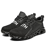 COMFOX Leichte industrielle Arbeitsschutzschuhe Sicherheitsschuhe atmungsaktive Schutzschuhe für Herren, Schwarz , 40 EU
