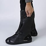 PVC-Regenstiefel, wasserdicht, dick, rutschfest, verschleißfest, für Herren und Damen, hohe Schlauch-Regenstiefel, Hülle (Farbe: Schwarz, Größe: 29,5 cm)