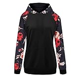 Niwicee Kapuzenpullover Damen Sweatshirt Pullover Print Hoodies Rundhals Sport Langarmshirt Entspannt Tops Kapuzenpulli Casual Kängurutasche Pullover & Strickjacken für D