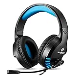 Jitopkey H30 Gaming Headset für PS4 Xbox One, Over-Ear-Gaming-Kopfhörer mit Rauschunterdrückung, Mikrofon, Lautstärke- und LED-Lichtsteuerung für PC Laptop Mac Tablet Smartp