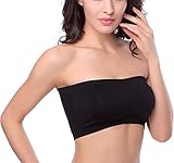 HOEREV BH Tube Top Bandeau Style Abnehmbare Padding BH Nahtlose Stretch, Schwarz - Schwarz, Gr. M