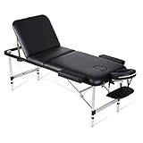 Massageliege Klappbar Kosmetikliege Massagetisch Behandlungsliege mit 3 Zonen Ergonomischer Kopfstütze Höhenverstellbaren Aluminiumfüßen Tragetasche(bis 270kg belastbar) - 70 * 185