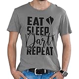 Darts Tasse - Dart Shirt - Spruch - Geschenk - Eat Sleep Dart Repeat - Dart Tasse - Dart T-Shirt - Dart Deko - Bulls Eye (T-Shirt (grau), L)