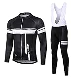 INBIKE Fahrradtrikot Herren Langarm Damen Fahrradbekleidung Männer Set Lang Fahrrad Trikot und Brace Radlerhose mit Sitzpolster(Weiß, XXXL)