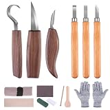 Holz Schnitzwerkzeug Set - 14 STK Schnitzmesser Holz Schnitzen Set mit Schleifstein für Erwachsene Kinder, Carving DIY Schnitzset mit Schnittfeste H