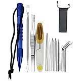 Edelstahl Paracord Nadel FID Set Nadeln Glättung Tool Kit FID Mühlenhof Set Mit Tragetasche Für Leder Paracord Arbeit DIY Bastelbedarf 12st B