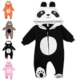 Baby Sweets Baby Tier Strampler Unisex schwarz im Motiv: Panda/Baby-Overall als Tierstrampler mit Kapuze für Neugeborene & Kleinkinder in der Größe Newborn (56)