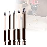 YfgthDSD Effizientes Universal-Bohrwerkzeug, multifunktionale Kreuzlegierungs-Bohrerspitze, Titan-Kombinationsbohrer-Gewindebohrer-Set, Hartmetall-Bohrer-Set, für Glas, Keramikfliesenwand 5p