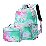 Ecodudo Leichtes Rucksack-Set für Teenager College Rucksäcke High School Bookbags mit Lunchtasche, Batik-C, Medium,