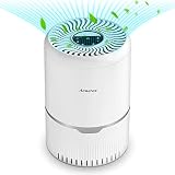 Aonerex Luftreiniger mit H13 HEPA und Aktivkohlefilter, Timer Schlafmodus, 3 Geschwindigkeiten, Nachtlicht, Lock Set, Luftfilter gegen Staub Gerüche Rauch Pollen für Schlafzimmer Büro W
