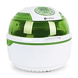 Klarstein VitAir Heißluftfritteuse Fritteuse (1400 Watt, 9 Liter Garraum, fett-frei Frittieren + Backen + Grillen + Rösten, Halogen-Infrarot-Heizelement, Automatik, Antihaft-Beschichtung) grün-weiß