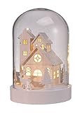 LED Deko Glasglocke - Mini Weihnachtsstadt - Weihnachtsszene im Glas b