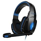 DZX Kabelgebundenes Gaming-Headset, 3,5 MM Kabelgebundener  Kopfhörer Gamer-Kopfhörer mit Mikrofon für PS4 (Blau) (Blau)