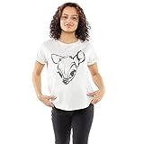 Disney Damen Bambi Face Sketch T-Shirt, weiß, 38