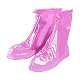 Regen-Überschuhe, wasserdicht, wiederverwendbar, Unisex, rutschfest, elastischer Reißverschluss, dick, Überschuhe, Schuhzubehör (Farbe: Pink, Größe: M)