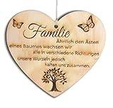 Pet-Jos Familie Herz Schild Dekoschild Herzschild Holzherz Holzschild 10 x 10 cm Geschenk für die Familie Spruch Geschenk Holz Geschenk EIN Geschenk für die F