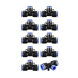 Hsthe Sea 10 Stück Tee Kunststoffschlauch Tee Verbindung Schlauch PEG8-6 T Reifentyp Verbinder Luftleitung für gängige Luft 10 mm-8 mm Außendurchmesser S