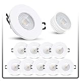 linovum ISAWO 10 Stück Einbaustrahler LED Bad IP65 mit LED Modul 5W warmweiß 230 V - Badeinbaustrahler flach in weiß &