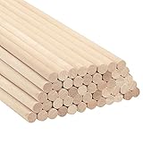 Belle Vous Holzstäbchen zum Basteln Natürlicher Holzstab Rund (50er Pack) 30cm Extra Lange Unbearbeitete Rundholz 10mm Durchmesser Unbehandeltes Holz Makramee Holzstab für DIY, Holzarbeit, Dek