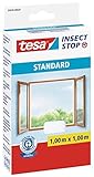 tesa Insect Stop STANDARD Fliegengitter für Fenster - Insektenschutz zuschneidbar - Mückenschutz ohne Bohren - 1 x Fliegen Netz weiß - 100 cm x 100