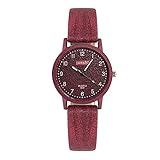 Binn Armbanduhr Mode Armbanduhr Frauen Holz Kornuhr Matte Oberfläche Uhr for Mädchen Damen Slim Runway Three- Handuhr Analog Geschenke (Color : Red)