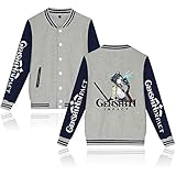 PHTKEJI Hot Game Genshin Impact Sweater Long Sleeve Anime Character Xiao Drawstring Sportswear Hip Hop Sweatshirt Pullover Cosplay Costume for Men W