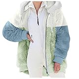 Plüschjacke Damen mit Kapuze Große Größen Wintermantel Mantel Winter Elegant Teddyfleece Jacke Leichte Steppjacke Größe Jacken Fleecemantel Teddymantel Steppmantel Plü