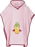 Playshoes Mädchen Frottee-Poncho Eule Bademantel, rosa, S