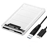 YiYunTE USB 3.0 zu SATA 2.5 Zoll Festplattengehäuse 2.5 Externes Transparent Festplatte Gehäuse für 7mm 9.5 mm SATA HDD SSD USB auf SATA Hard Drive Case für Windows PC Laptop Desktop Unterstützt UAS