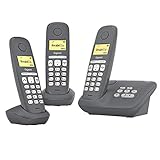 Gigaset A280A Trio - 3 Schnurlose Telefone mit Anrufbeantworter - brillante Audioqualität auch beim Freisprechen - intuitive, symbolbasierte Menüführung - Kurzwahltasten - Grafikdisplay, dunkelg