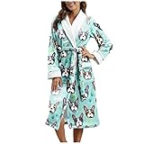 Darringls Damen Hausmantel Kurz Baumwolle Flauschig Warm Bademantel Saunamantel Morgenmantel Frotteemantel Robe Negligee Kimono Saunatuch Nachtwäsche Pyjama Frottee Bathrob