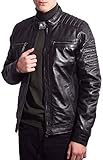 RICANO 12815, Herren Lederjacke mit Stehkragen (Slim Fit), Lamm Nappa Echtleder (Schwarz, Rot, Cognac Braun)