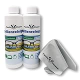 PANDACLEANER® Nachfüll-Set 500ml Brillenreiniger 2 x 250ml Nachfüllflasche + Brillenputztuch | ohne Alkohol | antibeschlag | streifenfrei | Auch für Displays, Monitore, Visiere geeig