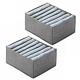 Dihope 2pcs Kleiderschrank Organizer Schubladen Aufbewahrungsbox mit Fächern für Hosen T-Shirt Hemd Faltbar Jeans Schrank Kleiderschublade Vlies Trennbox Schubladenbox