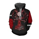 Wikinger-Tattoo, Kreuzadler, 3D-gedruckter Kapuzenpullover, für Herren und Damen, mit Reißverschluss, Hoodies, XXX-Larg