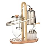 GEETAC Luxuriöse Balance Siphon Kaffeekanne, belgische Royal Sitzmühle Kaffeemaschine mit U-Griff, für milde/glatte Espresso, Edelstahl matt schw