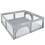 HENGMEI Baby Laufgitter Laufstall Absperrgitter 180x150cm Aktivitätszentrum mit Rutschfester Basis, atmungsaktivem Netz Sicherheitsspielp